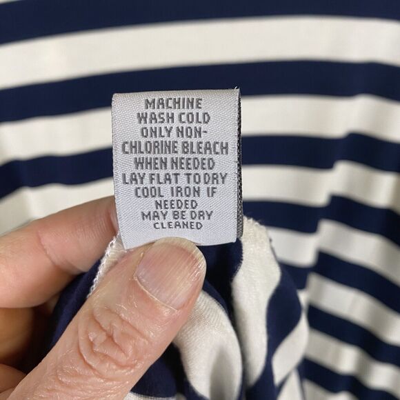 Soft Surroundings Women's Large Navy White Stripe V Neck Side Wrap Dress - Picture 13 of 14